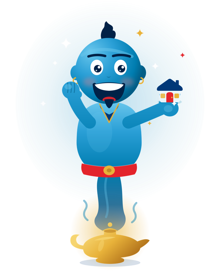 Wishlight, your real estate genie, holding a house